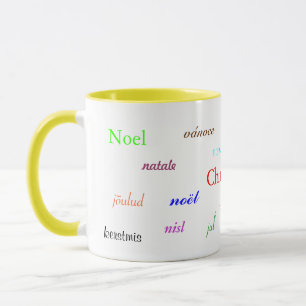 Taza Navidades De Todo El Mundo En Blanco Y Amarillo II
