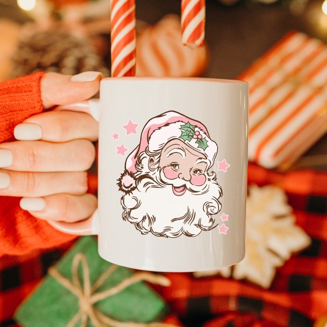 Taza Navidades de vacaciones de Santa Lucía rosada (Subido por el creador)