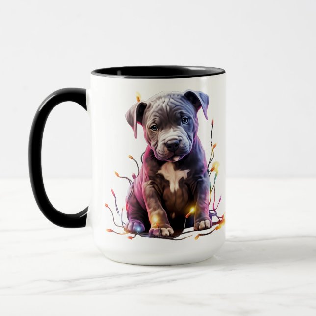 TAZA NAVIDADES DE VACACIONES PERRO DE PITBULL (Izquierda)