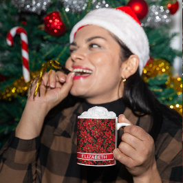 Taza Navidades de vacaciones rojas Patrón de puninsetti