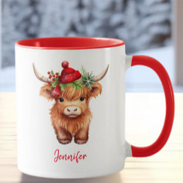 Taza Navidades de vacas de la Cuenca Highland Holiday S