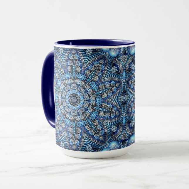 Taza Navidades decorativos azules marea (Anverso izquierdo)