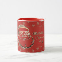 Navidades del abuelo Mug Cute Santa Red Gold Elega
