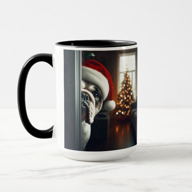 Taza Navidades del Bulldog inglés de oso de oso de café (Izquierda)