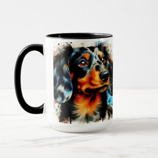 Taza Navidades del Dapple Dachshund Coffee Mug (Izquierda)