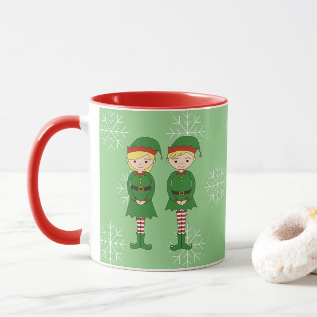 Taza navidades del Ilustrador Elf Kids Snowflakes Light (Con donut)