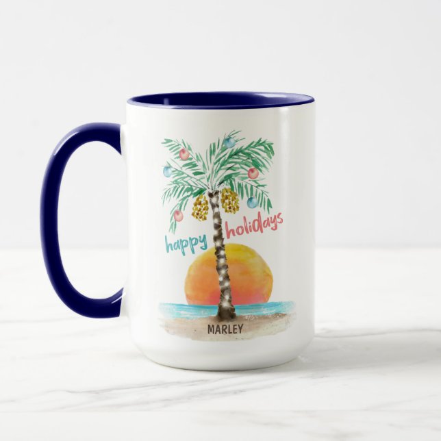 Taza Navidades del Island Holiday Tropical Beach Palm T (Izquierda)