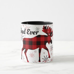 Taza Navidades del mejor papá jamás Moose plaids