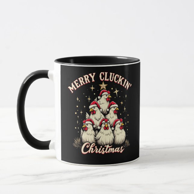 Taza Navidades del Merry Clucking Ropa Funny (Izquierda)