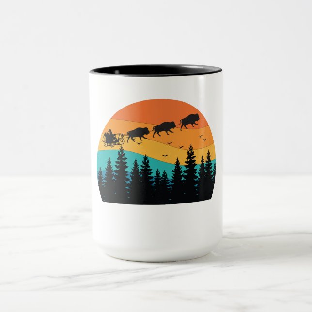 Taza Navidades del Parque Nacional Retro Buffalo Bison (Centro)
