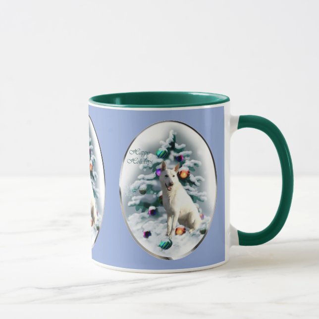 Taza Navidades del Pastor Alemán Blanco (Derecha)