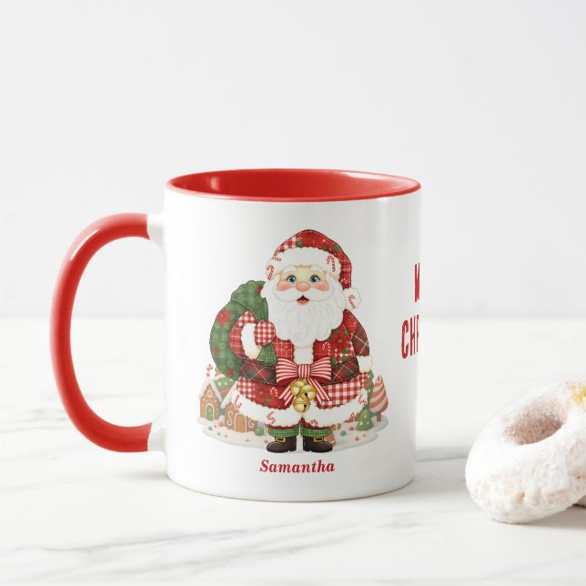 Taza Navidades del Patchwork Santa Claus (Con donut)