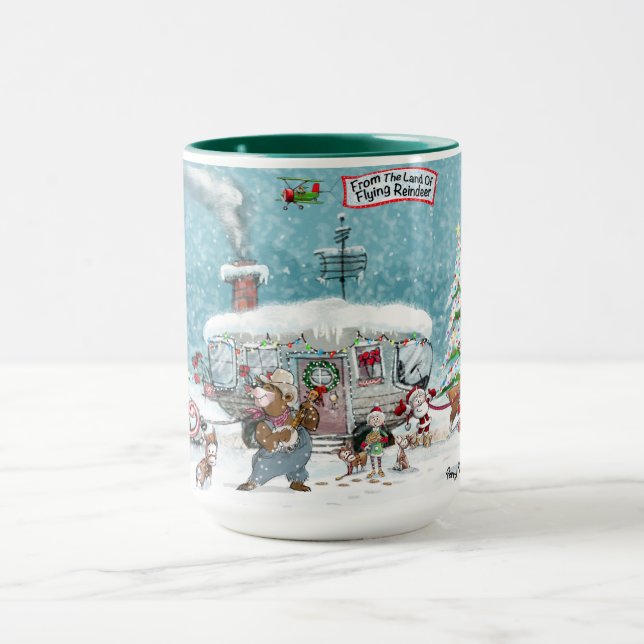 Taza Navidades del Polo Norte acampando en Mug (Centro)