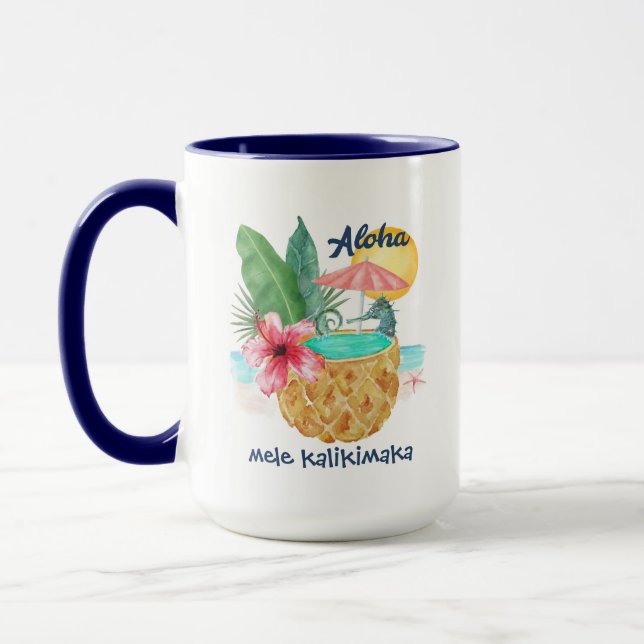 Taza Navidades del Seahorse Pineapple Pool Mele Kalikim (Izquierda)