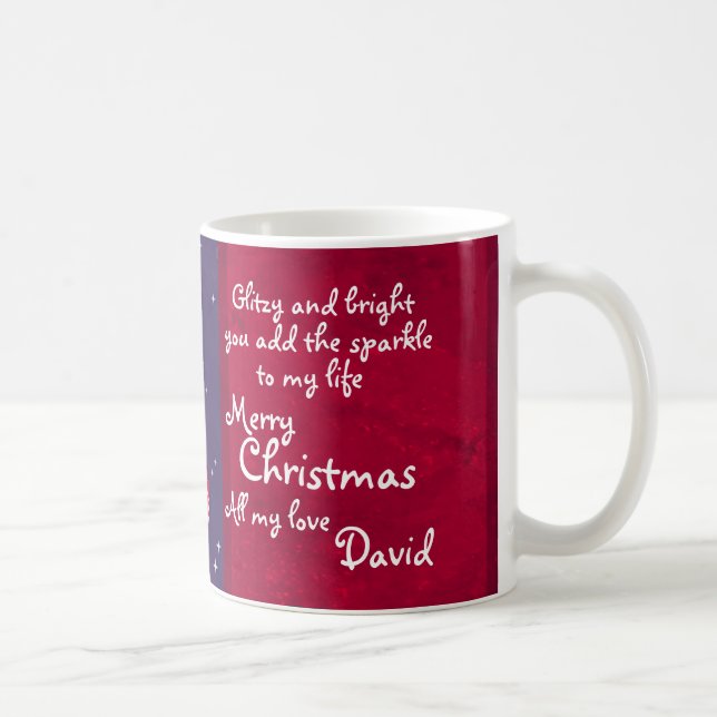 Taza Navidades destellan barro de amor rojo/azul (Derecha)
