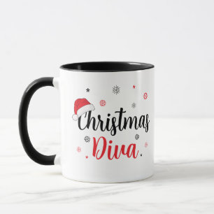 Taza Navidades Diva Santa Hat Modern Script Mug