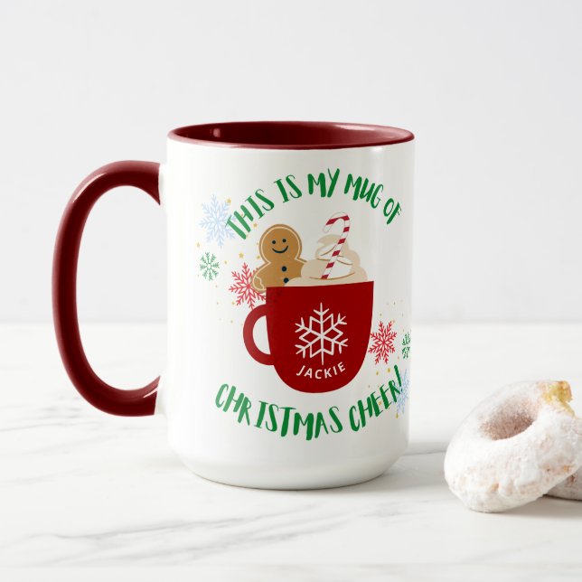 Taza Navidades divertidos de Snowflakes y Stars animan  (Con donut)