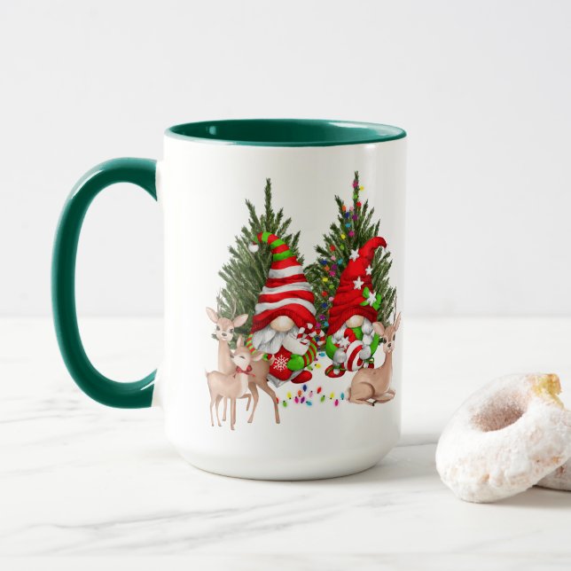 Taza Navidades Divertidos Gnome y Deer (Con donut)