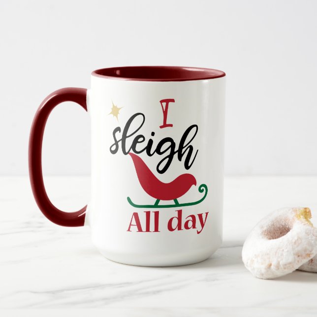 Taza Navidades divertidos que disfruto todo el día en N (Con donut)