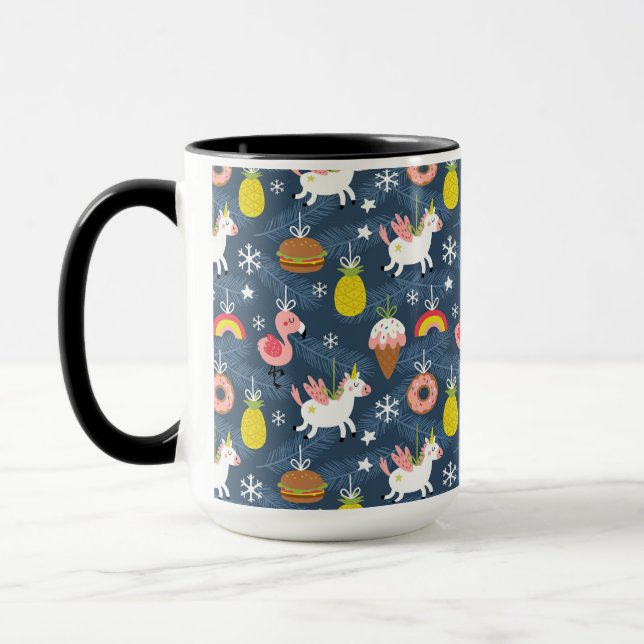 Taza Navidades divertidos Unicornio y el patrón de flam (Izquierda)