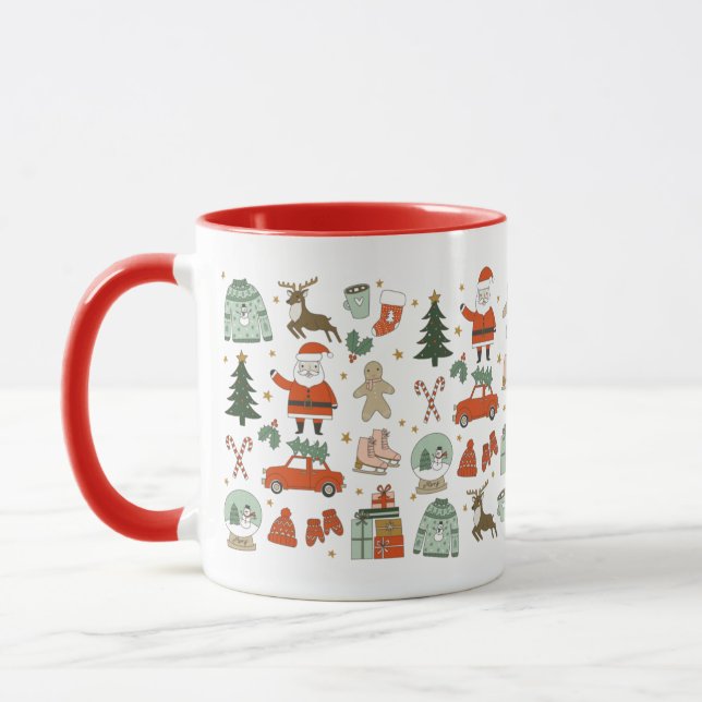 Taza Navidades Doodles la linda fiesta Mug (Izquierda)