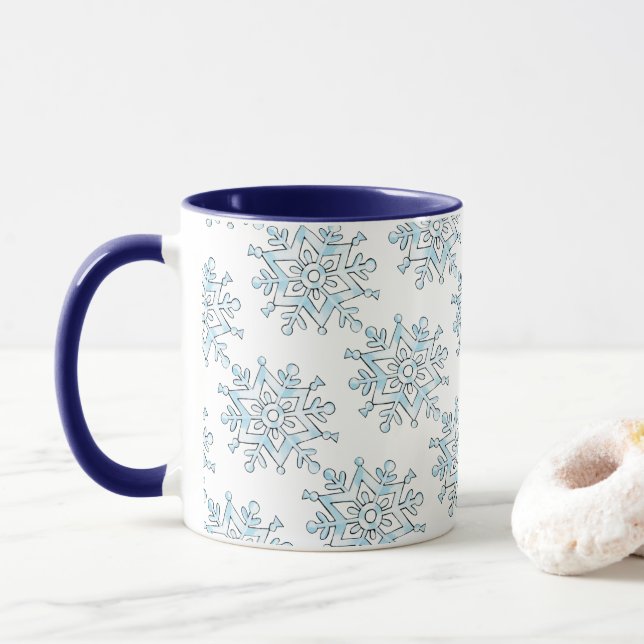 Taza Navidades dulces copos de nieve, tormenta de nieve (Con donut)