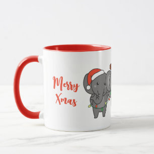Taza Navidades elefantes Navidades animales acribillado