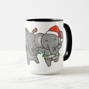 Taza Navidades elefantes Navidades animales mug