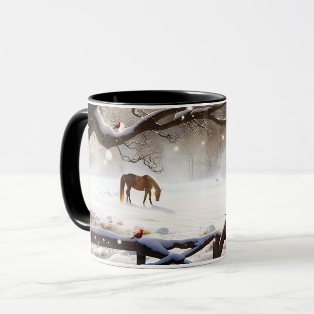 Taza Navidades en el caballo de vacaciones en la nieve (Anverso izquierdo)