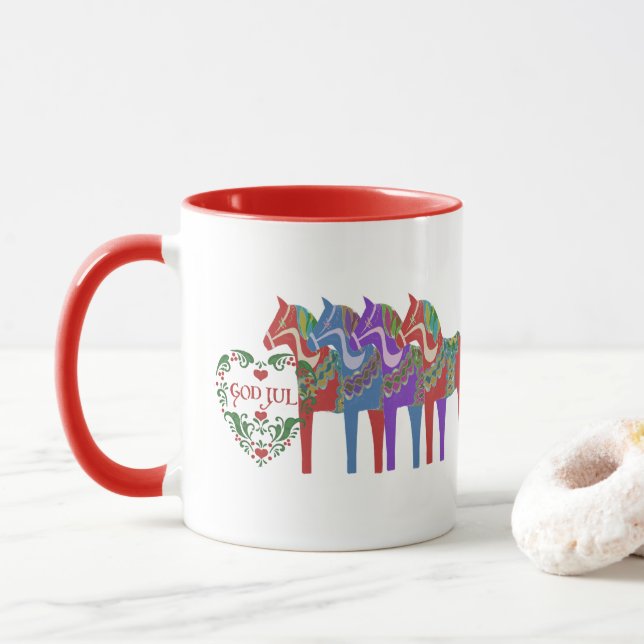 Taza Navidades escandinavos de Dala Caballo Dios Jul (Con donut)