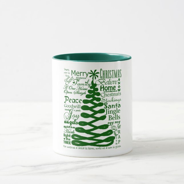 Taza Navidades Espíritus Resumen Árbol con tipografía d (Centro)