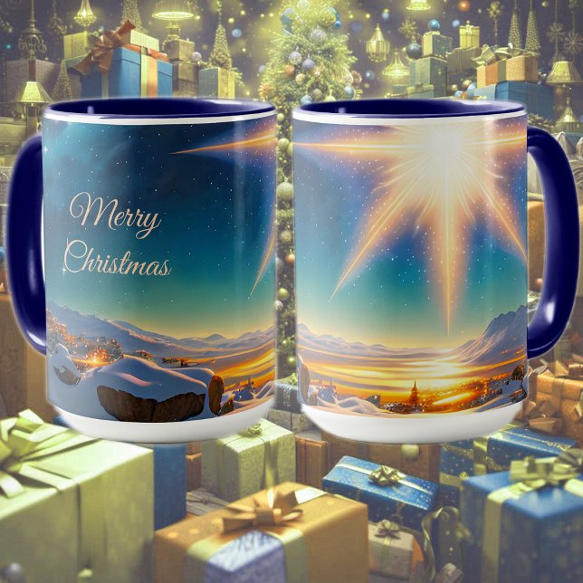Taza Navidades estrella, encantador paisaje invernal de (Subido por el creador)
