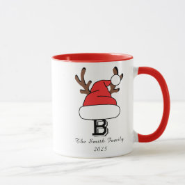 Taza Navidades familiares de monograma personalizado