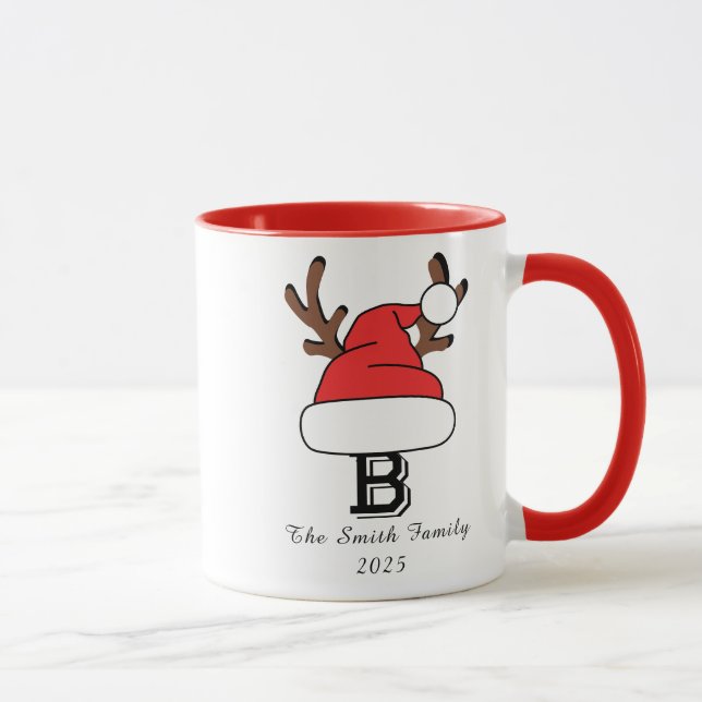Taza Navidades familiares de monograma personalizado (Derecha)