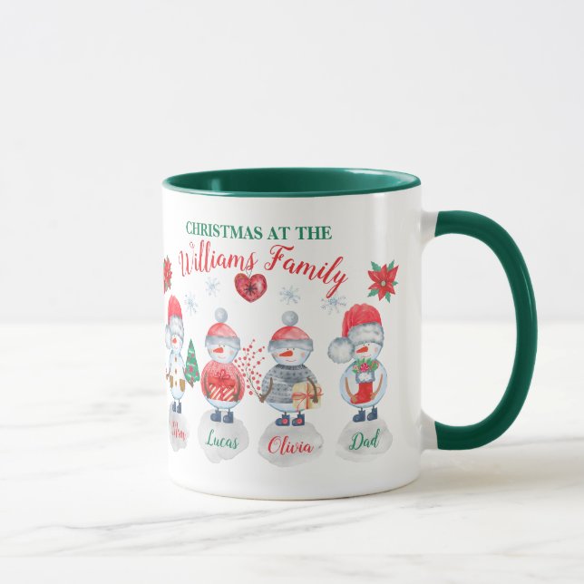 Taza Navidades familiares personalista nombre arte snow (Derecha)