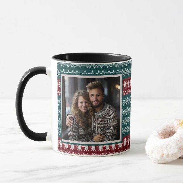 Taza Navidades feos Patrón de Knit de suéter personaliz (Con donut)