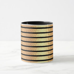 Taza navidades festivos elegantes rayas negras y dorada