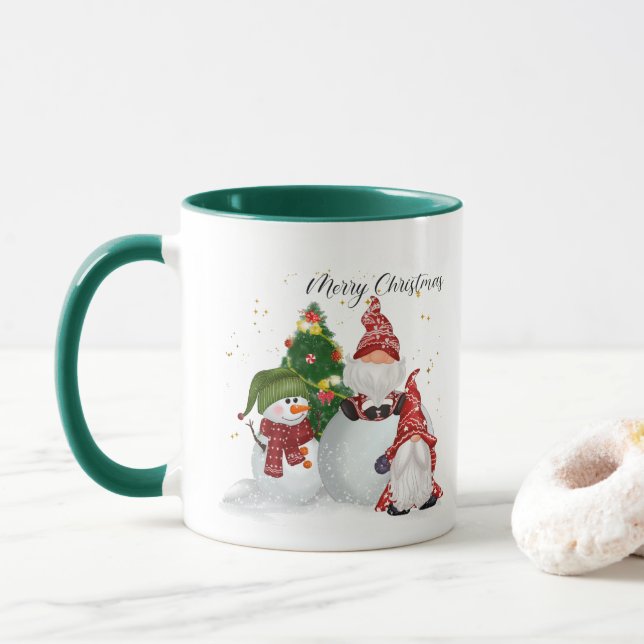 Taza Navidades festivos Los gnomos de vacaciones añaden (Con donut)