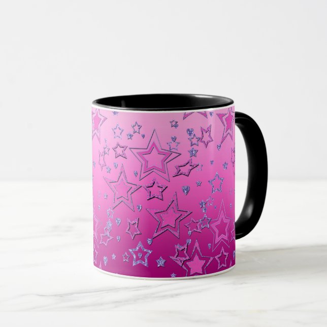 Taza Navidades fiesta gradiente purpurina brillo confet (Anverso derecho)