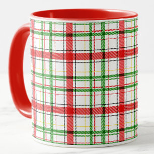 Taza Navidades Flannel Plaid Tartan Design - Blanco
