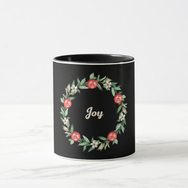 Taza Navidades florales rosas Wreath Mug | Alegría (Centro)