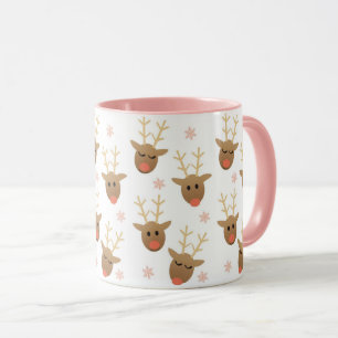 Taza Navidades Girona Reindeer Snowflakes Pattern Gold