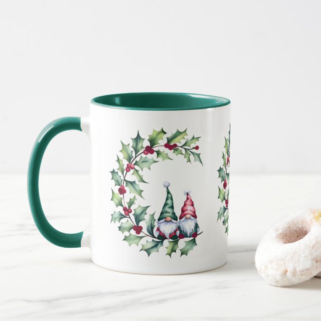 Taza Navidades Gnomes En Holly Berry Twig (Con donut)