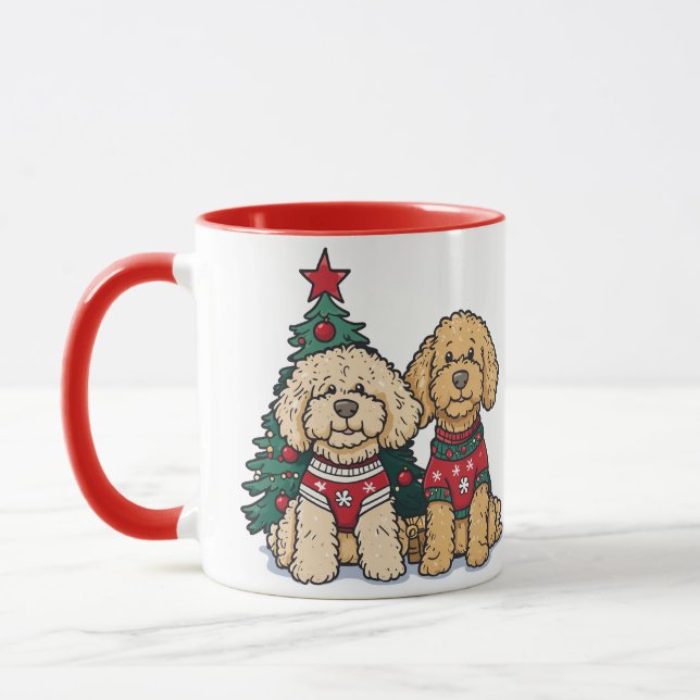 Taza Navidades Goldendoodle Dogs (Izquierda)