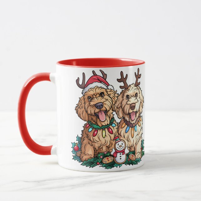 Taza Navidades Goldendoodle Dogs (Izquierda)
