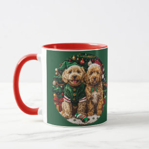 Taza Navidades Goldendoodle Puppy Dogs