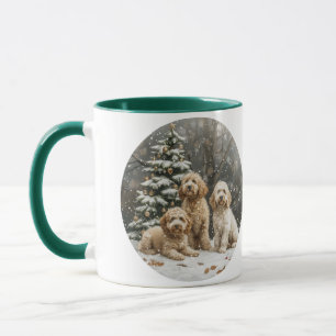 Taza Navidades Goldendoodle Puppy Dogs