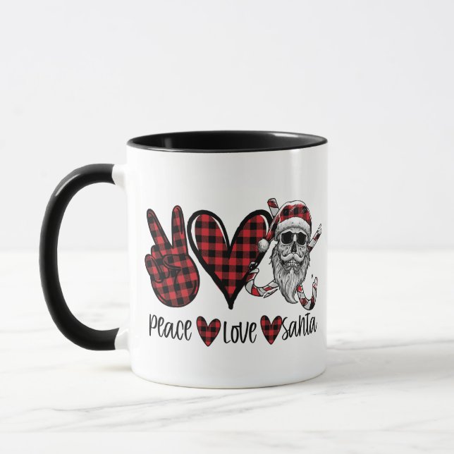 Taza Navidades góticos | Amor por la paz y Santa Skull (Izquierda)