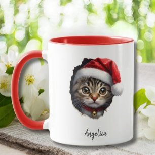 Taza Navidades graciosos buscan gato con Personalizado 
