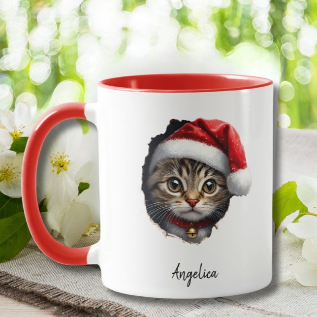 Taza Navidades graciosos buscan gato con Personalizado  (Subido por el creador)